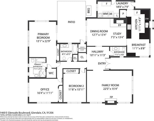 1460 E Glenoaks Blvd, Glendale, CA 91206 - view of room layout