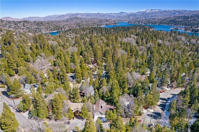 381 Old Toll Rd, Lake Arrowhead, CA 92317 - aerial view featuring a view of trees and a water and mountain view