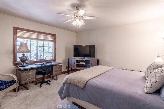 381 Old Toll Rd, Lake Arrowhead, CA 92317 - bedroom with ceiling fan and light carpet