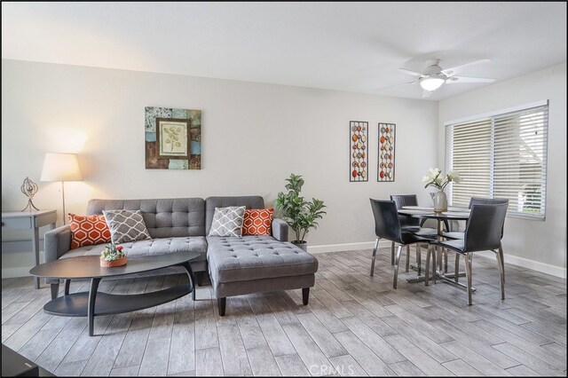 3 Hillrose, Aliso Viejo, CA 92656 - living area featuring baseboards, ceiling fan, and wood finished floors
