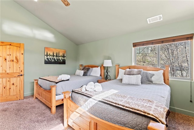 756 Brentwood Dr, Lake Arrowhead, CA 92352 - bedroom with light carpet and vaulted ceiling