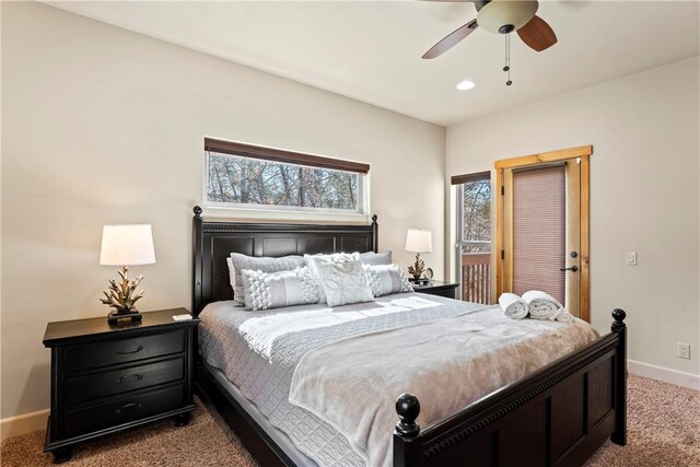 756 Brentwood Dr, Lake Arrowhead, CA 92352 - carpeted bedroom with ceiling fan and recessed lighting