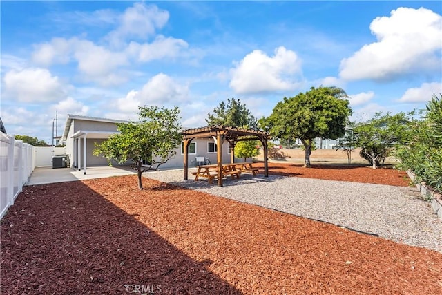 10806 Bayonne Dr, Riverside, CA 92505 - exterior space with a pergola, a patio area, central air condition unit, and fence