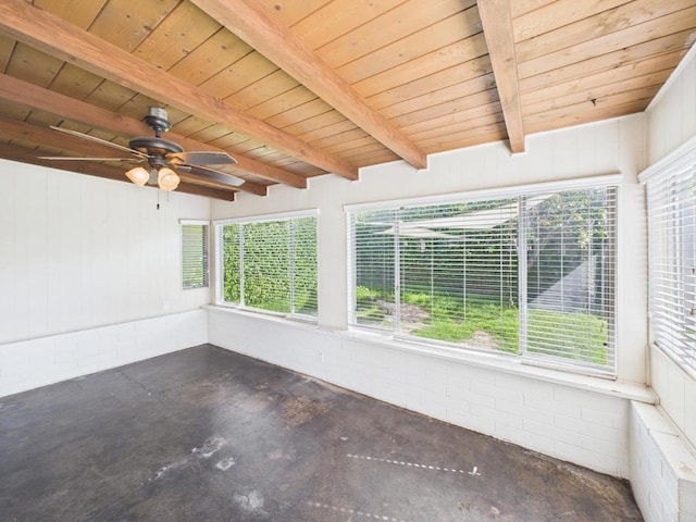 837 Oneonta St, Imperial Beach, CA 91932 - unfurnished sunroom featuring beam ceiling, a ceiling fan, and a healthy amount of sunlight
