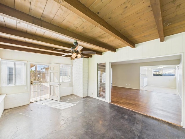 837 Oneonta St, Imperial Beach, CA 91932 - interior space featuring plenty of natural light, wood ceiling, beamed ceiling, and ceiling fan