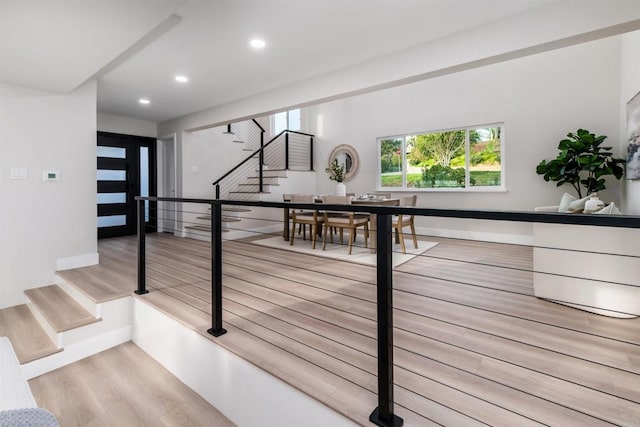 475 Parkwood Ln, Encinitas, CA 92024 - stairway featuring wood finished floors and recessed lighting