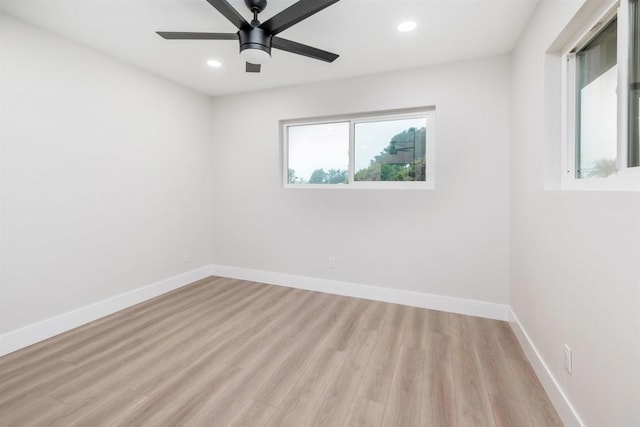475 Parkwood Ln, Encinitas, CA 92024 - spare room featuring light wood-style floors, recessed lighting, and a ceiling fan