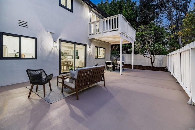 475 Parkwood Ln, Encinitas, CA 92024 - patio / terrace featuring a fenced backyard, a patio area, an outdoor hangout area, and outdoor dining space