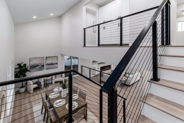 475 Parkwood Ln, Encinitas, CA 92024 - stairway with recessed lighting and a high ceiling