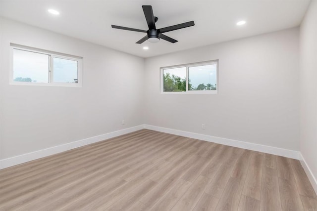475 Parkwood Ln, Encinitas, CA 92024 - unfurnished room featuring light wood-style flooring, recessed lighting, and a ceiling fan