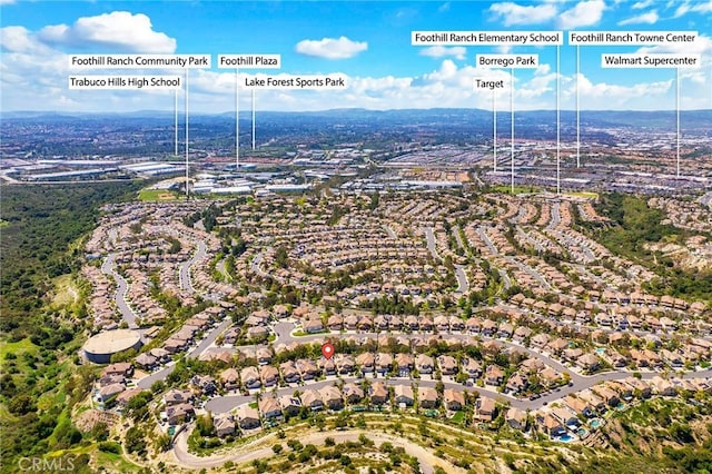 bird's eye view with a residential view