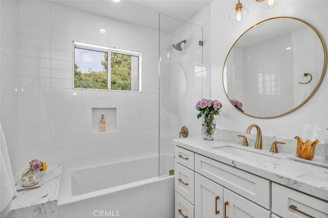 full bathroom featuring vanity and shower / bathing tub combination