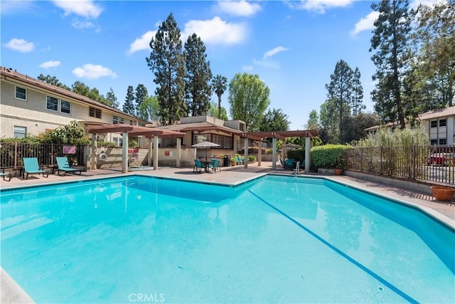 3614 Kalsman Dr Unit 1, Los Angeles, CA 90016 - pool with a pergola, fence, and a patio area