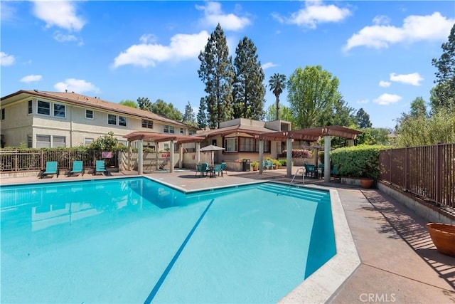 3614 Kalsman Dr Unit 1, Los Angeles, CA 90016 - pool with a pergola, fence, and a patio area