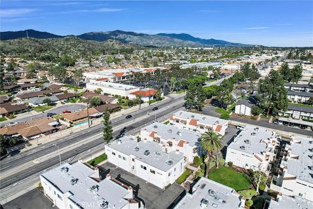 bird's eye view with a mountain view