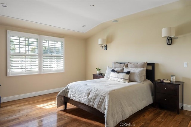 2895 Lorain Rd, San Marino, CA 91108 - bedroom featuring baseboards, vaulted ceiling, and wood finished floors