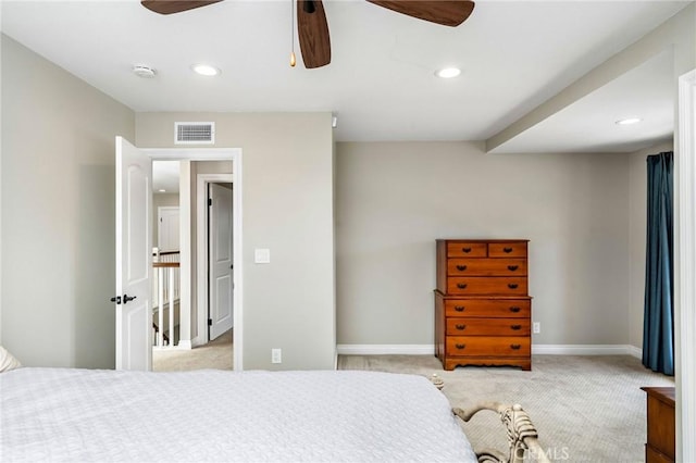 17851 Nearbank Dr, Rowland Heights, CA 91748 - bedroom with recessed lighting, baseboards, visible vents, and light colored carpet