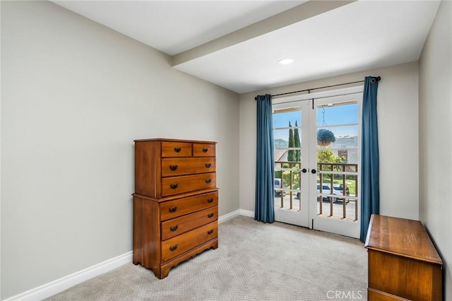17851 Nearbank Dr, Rowland Heights, CA 91748 - interior space with light colored carpet, baseboards, access to outside, and french doors