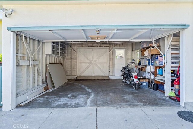 view of garage