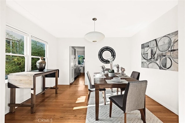 dining room featuring baseboards and wood finished floors