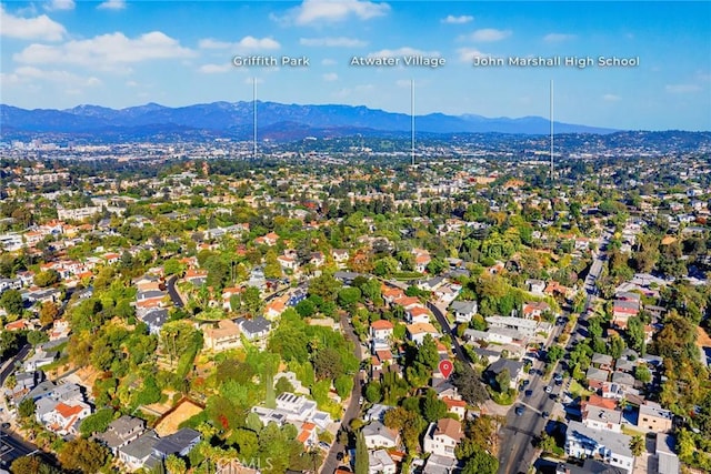 drone / aerial view with a mountain view and a residential view