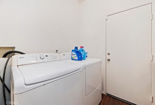 5166 Contay Way, Jurupa Valley, CA 92509 - laundry area with washer and clothes dryer and dark wood-type flooring
