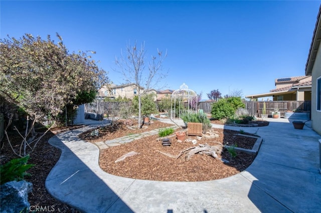 view of yard with a fenced backyard and a patio area