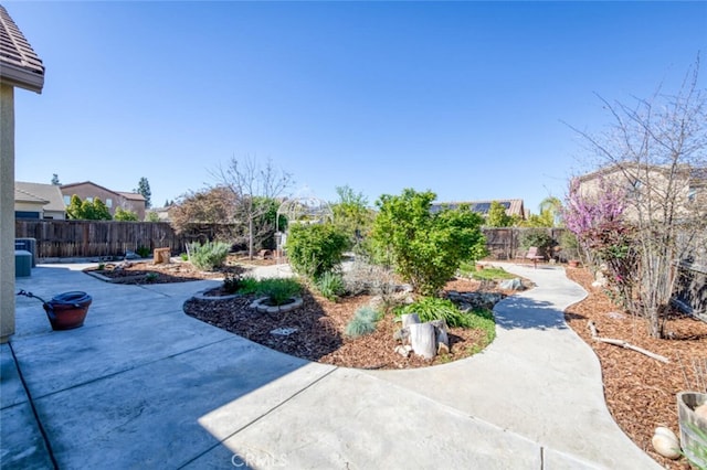 view of yard featuring a patio area and a fenced backyard