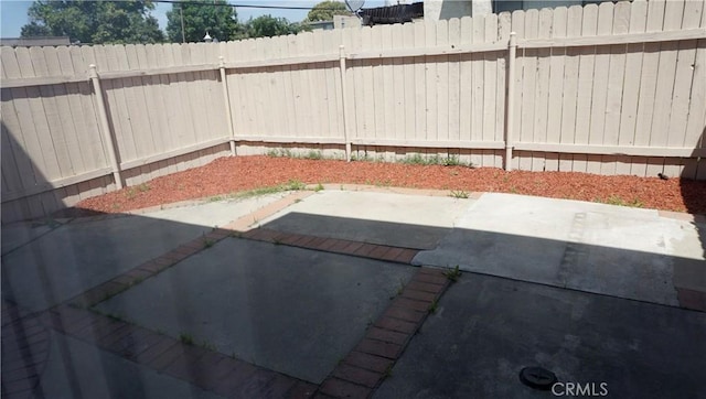 view of yard with a patio area and a fenced backyard