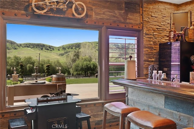 doorway featuring a mountain view