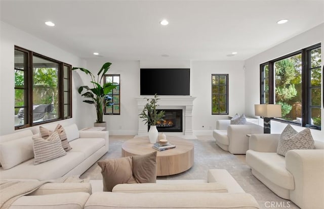 21 Observatory, Newport Coast, CA 92657 - living area with recessed lighting and a glass covered fireplace
