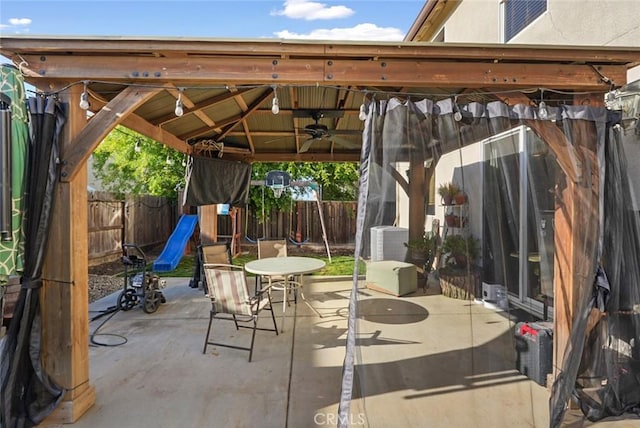 view of patio / terrace with outdoor dining area and a fenced backyard