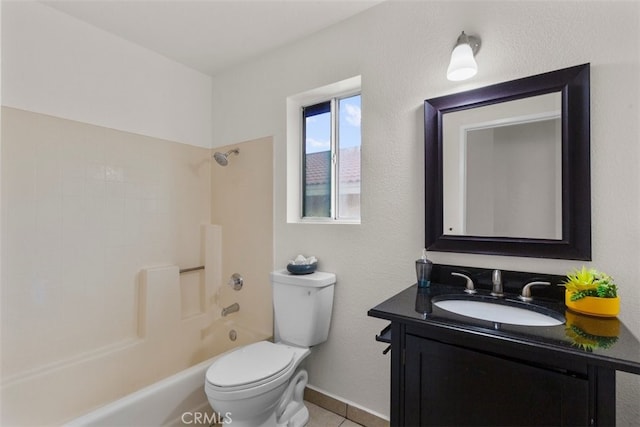 15767 San Roque Rd, Fontana, CA 92337 - full bathroom with toilet, vanity, shower / washtub combination, and tile patterned floors