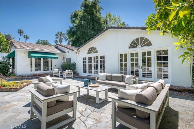 view of patio / terrace featuring french doors and an outdoor hangout area