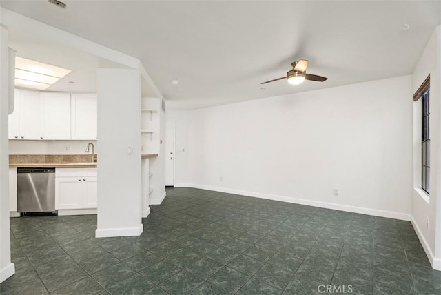 1044 Calle Del Cerro Unit 301, San Clemente, CA 92672 - interior space with ceiling fan, baseboards, and a sink
