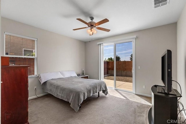 930 Travertine Way, Atwater, CA 95301 - bedroom featuring baseboards, visible vents, carpet flooring, and access to exterior