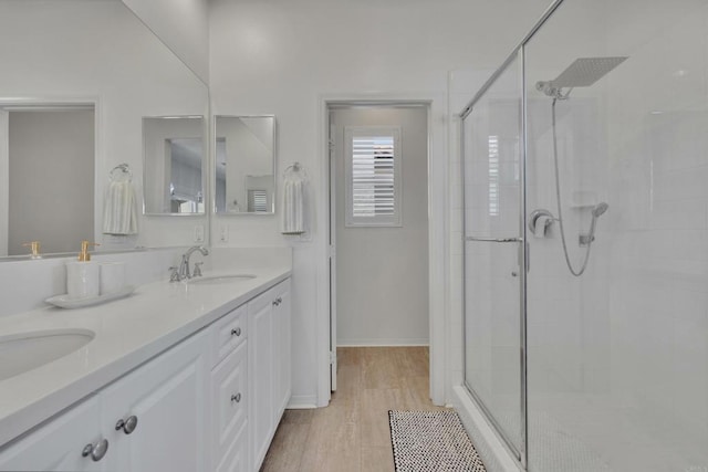 1132 Cherry Tree Ln, Vista, CA 92084 - bathroom with a shower stall and double vanity