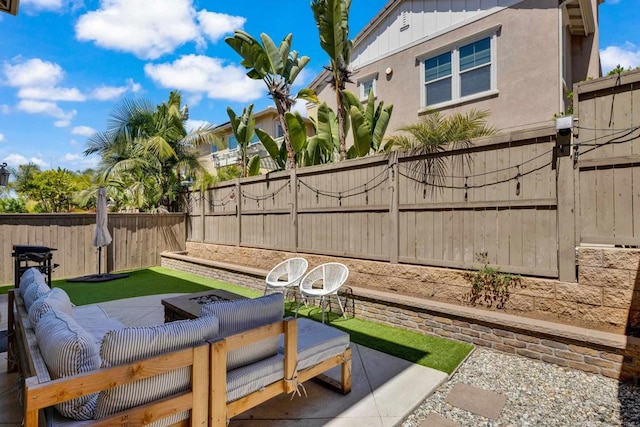 1132 Cherry Tree Ln, Vista, CA 92084 - fenced backyard with a patio area and an outdoor hangout area