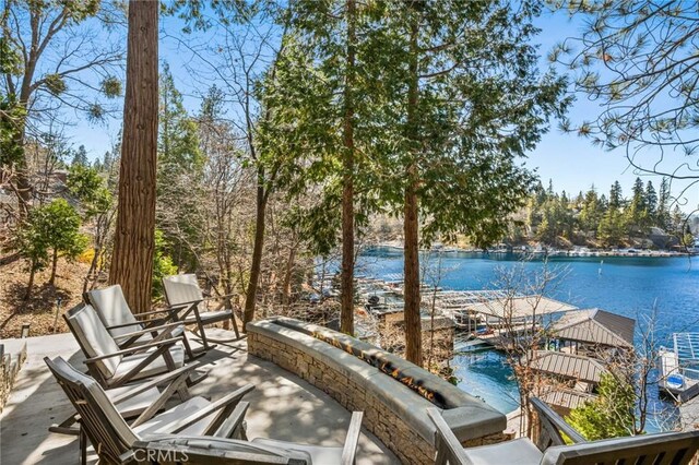496 N State Highway 173, Lake Arrowhead, CA 92352 - view of patio featuring a water view