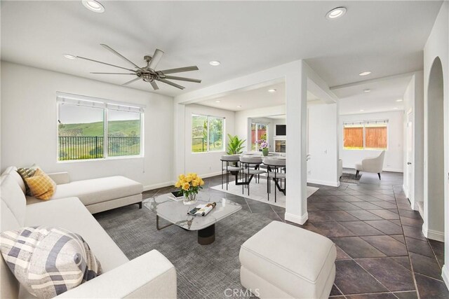 11834 Greenbluff Way, Yucaipa, CA 92399 - living room with recessed lighting and a ceiling fan
