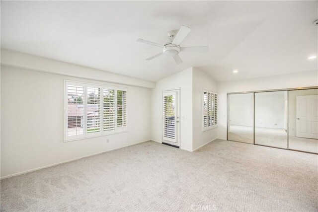 11834 Greenbluff Way, Yucaipa, CA 92399 - unfurnished bedroom with carpet, lofted ceiling, baseboards, recessed lighting, and a ceiling fan