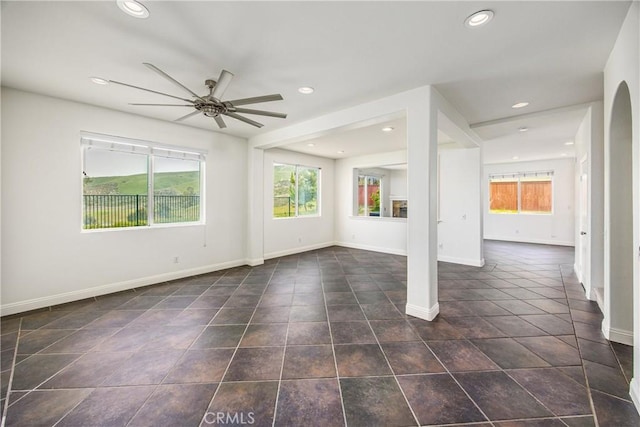11834 Greenbluff Way, Yucaipa, CA 92399 - unfurnished living room with ceiling fan, baseboards, and recessed lighting