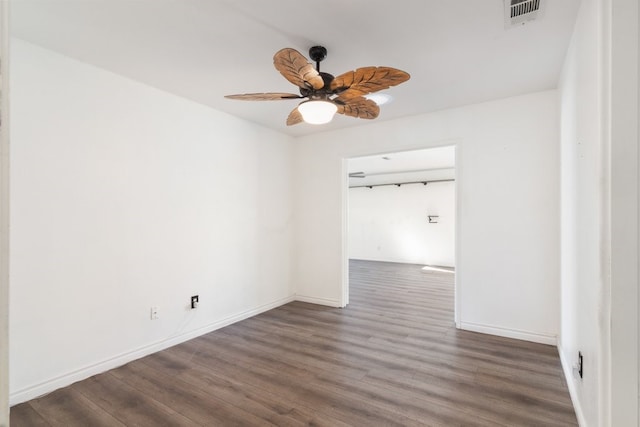 39203 Foxglove Cir, Murrieta, CA 92563 - unfurnished room with visible vents, baseboards, a ceiling fan, and wood finished floors