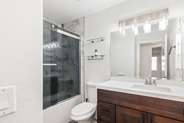 39203 Foxglove Cir, Murrieta, CA 92563 - bathroom with toilet, vanity, and bath / shower combo with glass door
