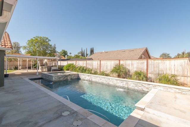 39203 Foxglove Cir, Murrieta, CA 92563 - view of swimming pool featuring a patio area, a fenced backyard, and a pool with connected hot tub