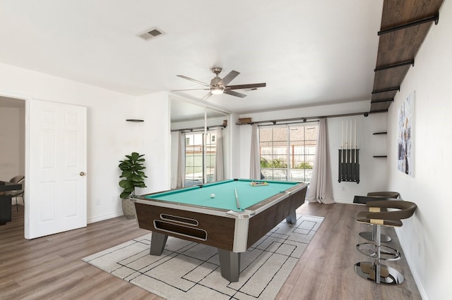 39203 Foxglove Cir, Murrieta, CA 92563 - recreation room featuring pool table, visible vents, and wood finished floors