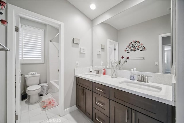 41908 Sonoma Rd, Palmdale, CA 93551 - bathroom with double vanity, shower / bathtub combination, and tile patterned floors