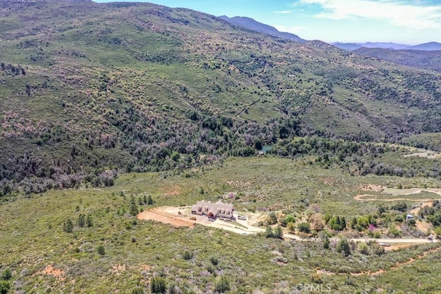 property view of mountains featuring a forest view