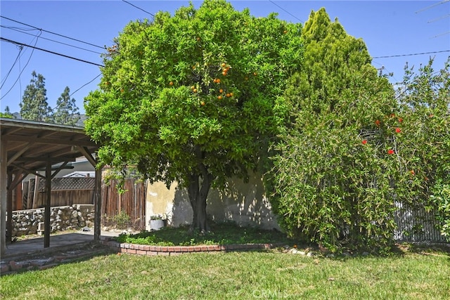 view of yard featuring fence