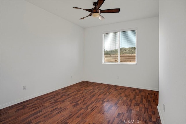 28514 High Ridge Dr, Saugus, CA 91390 - unfurnished room with baseboards, a ceiling fan, and dark wood finished floors